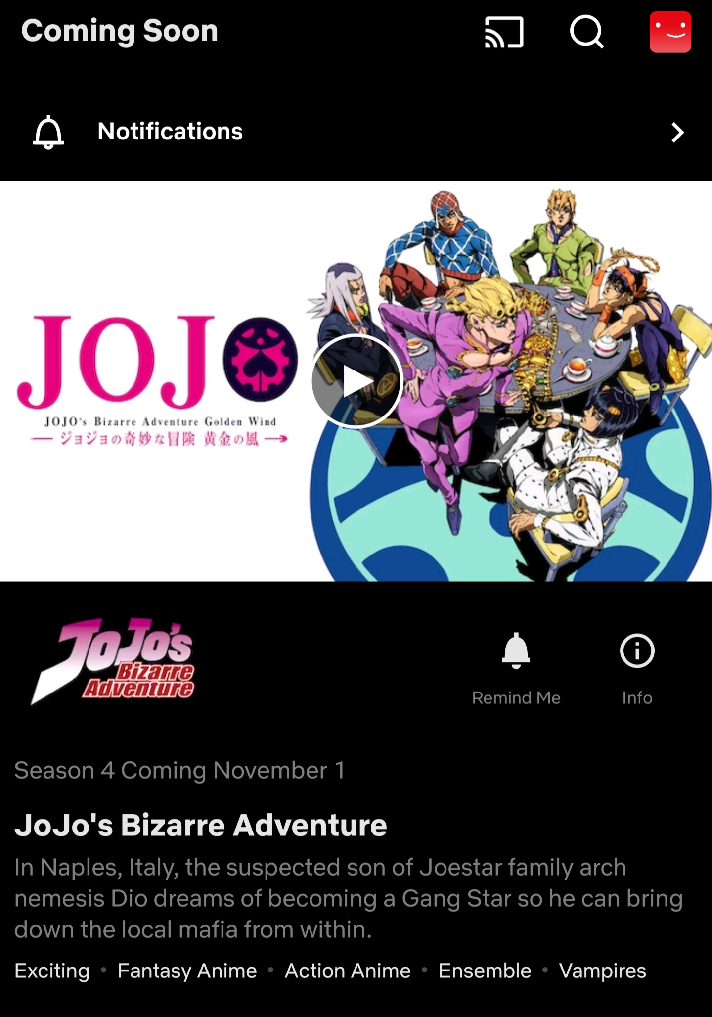 Jojo's Bizarre Adventure: Golden Wind chegará em breve à Netflix