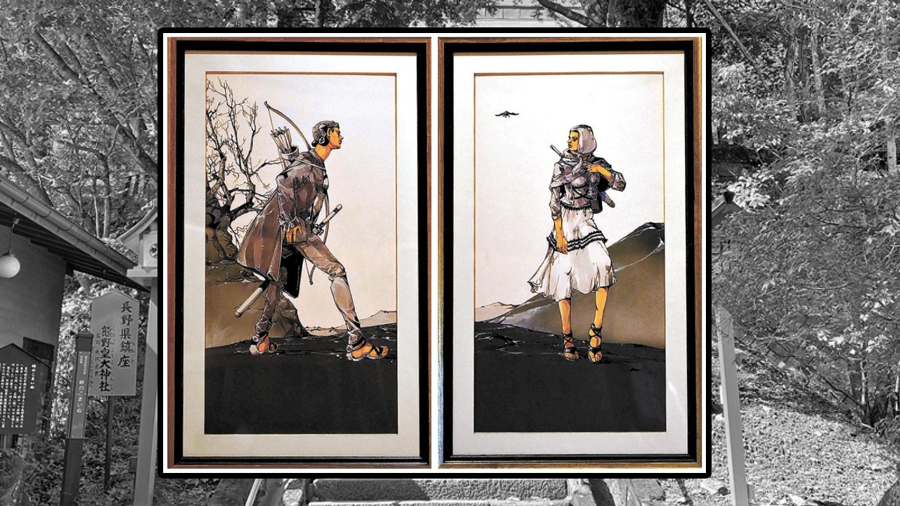 Hirohiko Araki Offers Two Paintings to Kumanokotai Shrine in Karuizawa