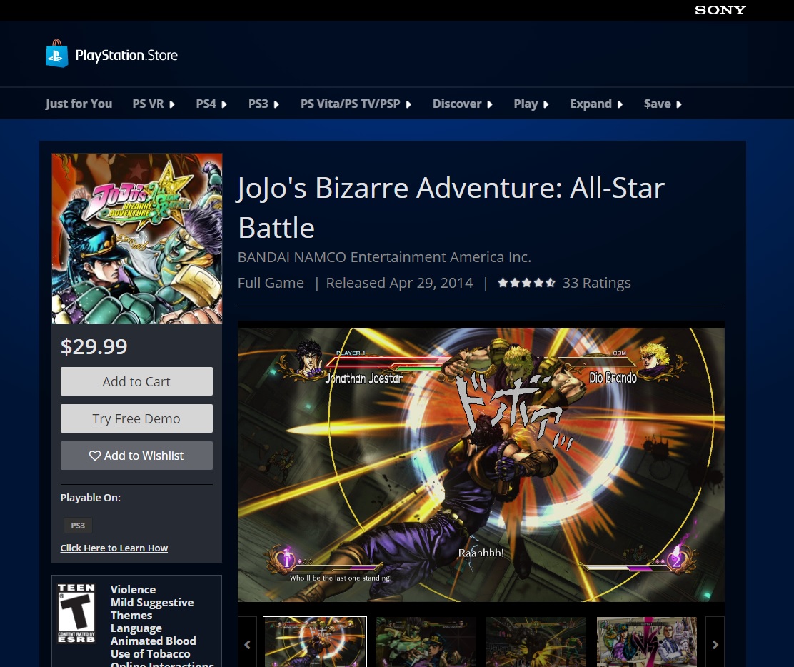 JoJo's Bizarre Adventure: All-Star Battle (Sony PlayStation 3