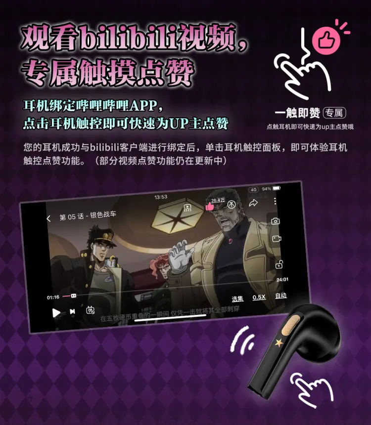 Bilibili Launches Jotaro-Themed Bluetooth Earphone Set in China
